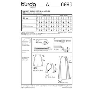 Burda Pattern 6980 Women's Skirt  8 - 20
