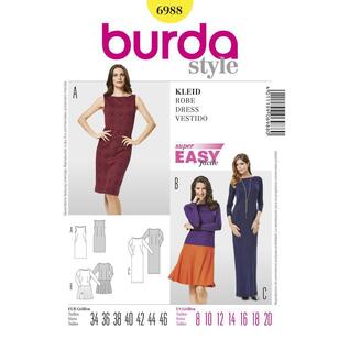 Burda Pattern 6988 Women's Dress  8 - 20