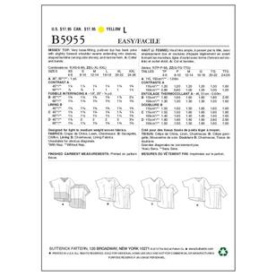 Butterick Sewing Pattern B5955 Misses' Top White