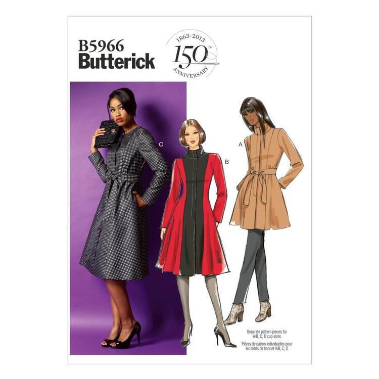Butterick Pattern B5966 Women's Jacket Coat & Belt 8 - 16