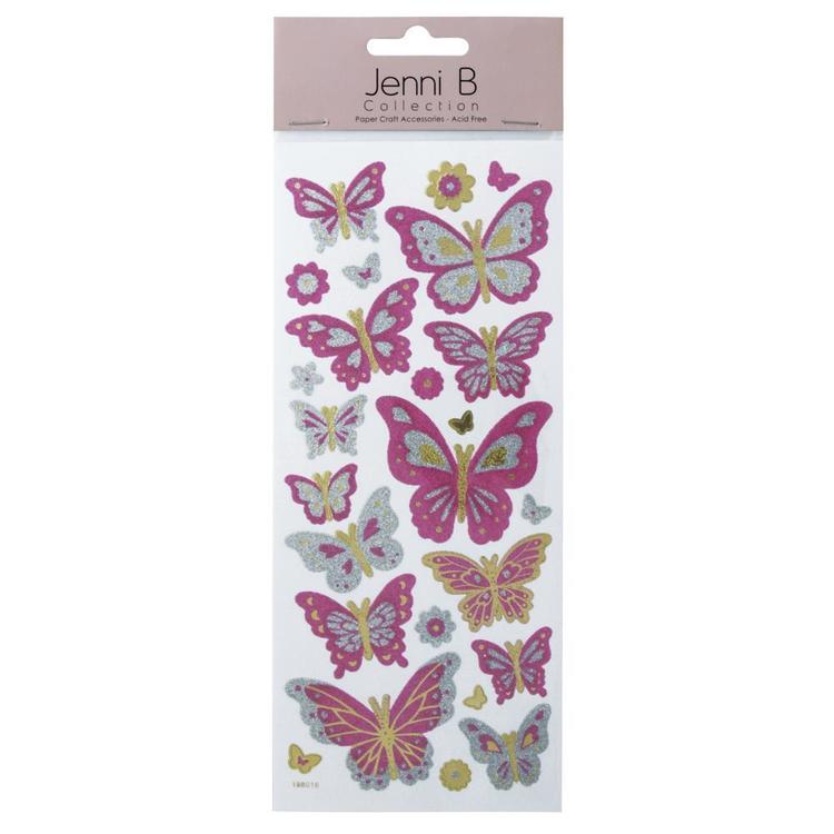 Jenni B Glitter Butterflies & Flowers Stickers