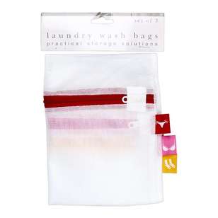 D.Line Clip Strip Set of 3 Washing Bags With Label Tags White