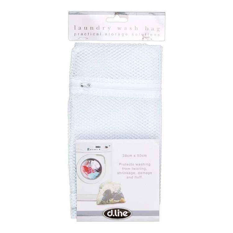 D.Line Clip Strip Nylon Net Laundry Bag White Large 50 x 38 cm