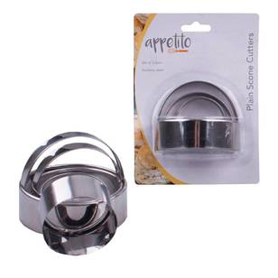 Appetito Stainless Steel Scone Cutters With Handle Grey