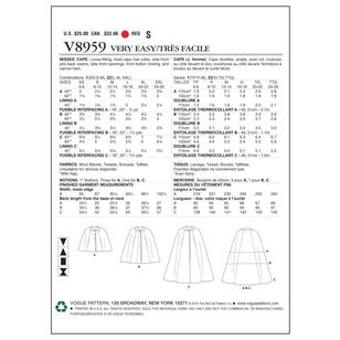 Vogue Sewing Pattern V8959 Misses' Cape White