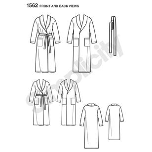 Simplicity Pattern 1562 Unisex Robes  X Small - X Large