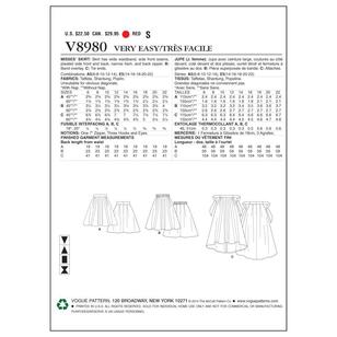 Vogue Sewing Pattern V8980 Misses' Skirt White