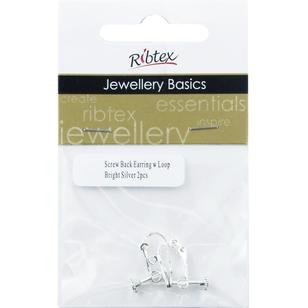 Ribtex Jewellery Basics Screw Back Earring With Loop Bright Silver