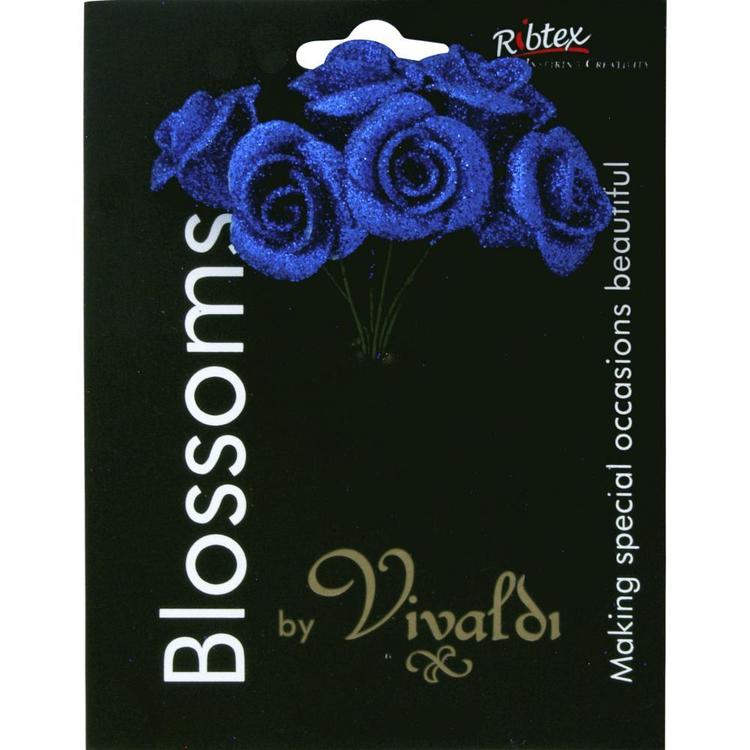 Vivaldi Blossoms Glitter Foam Roses Royal Blue