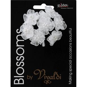 Vivaldi Blossoms 8 Head Organza Daisy With Pearls White