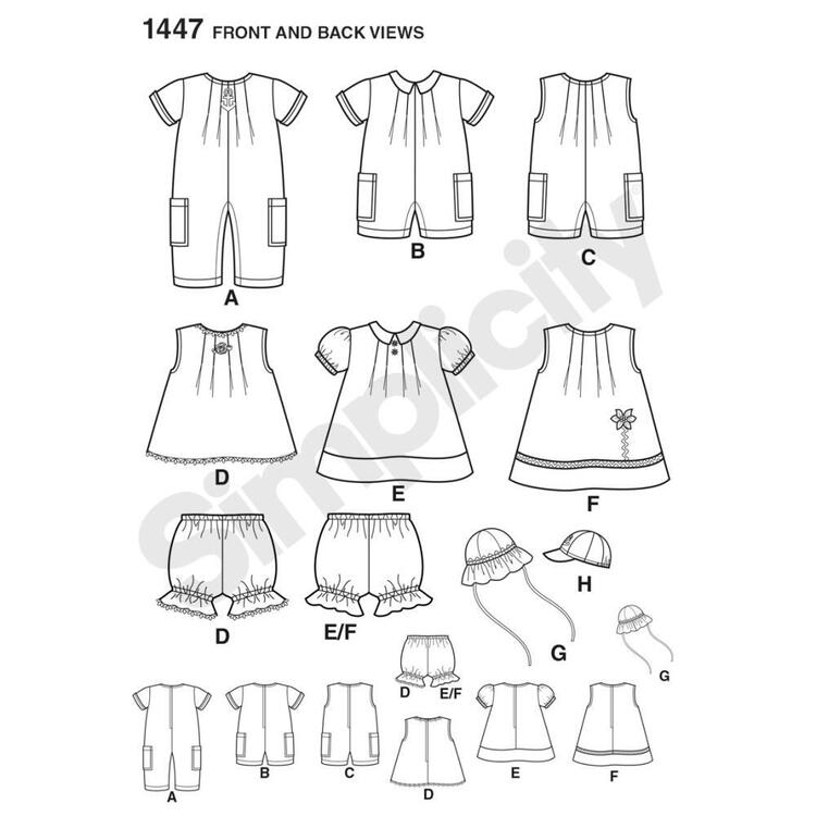 Simplicity Pattern 1447 Baby Coordinates  XX Small - Large