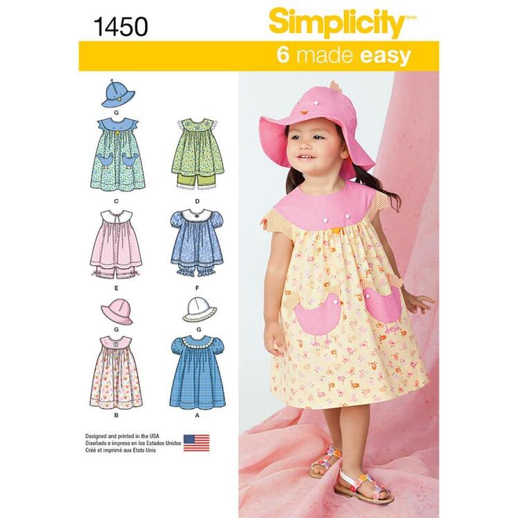 Simplicity Pattern 1450 Girl's Coordinates  6 Months - 4 Years