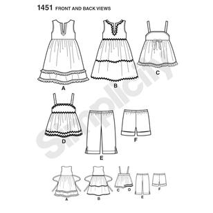 Simplicity Pattern 1451 Girl's Coordinates  6 Months - 4 Years