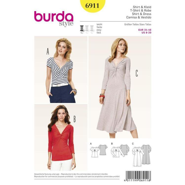 Burda Pattern 6911 Women's Dress  8 - 20