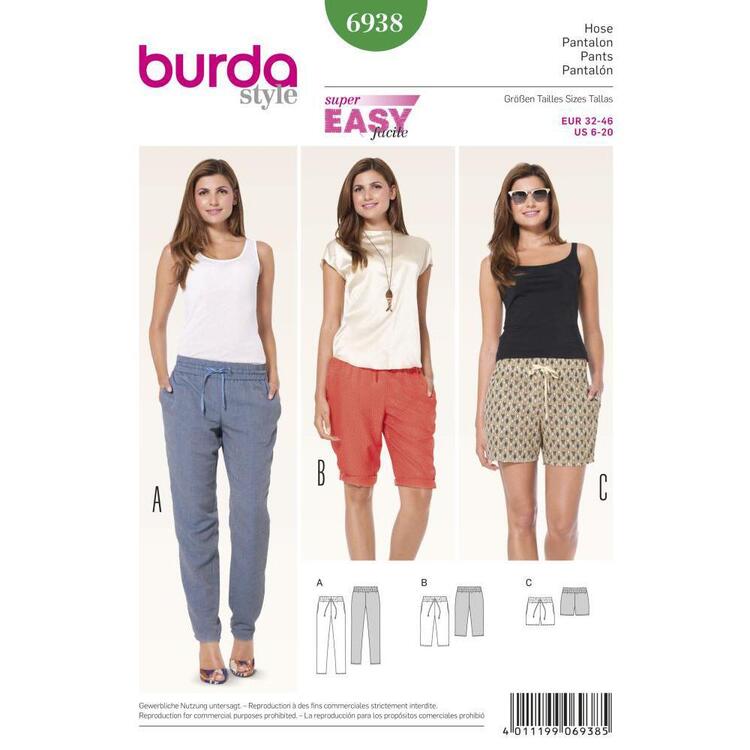 Burda Pattern 6938 Women's Pants  6 - 20