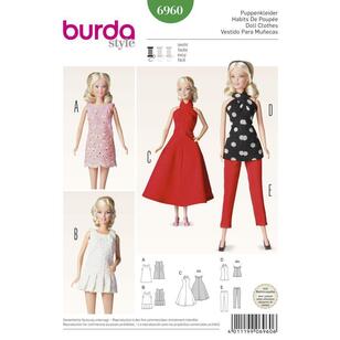 Burda Pattern 6960 Doll Clothing All Sizes