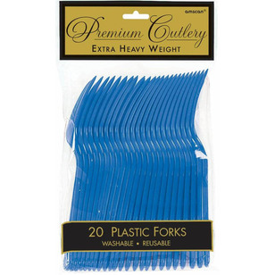 Amscan Bright Royal Blue Heavy Weight Plastic Forks 20 Pack Bright Royal Blue