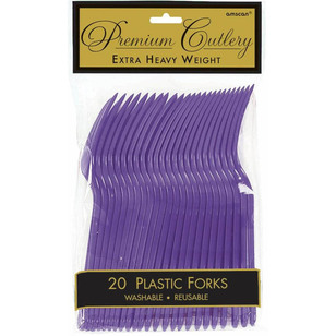 Amscan New Purple Heavy Weight Plastic Forks 20 Pack New Purple