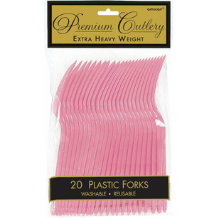 Amscan New Pink Heavy Weight Plastic Forks 20 Pack New Pink