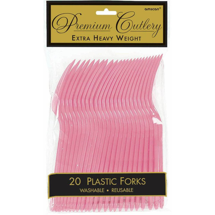 Amscan New Pink Heavy Weight Plastic Forks 20 Pack