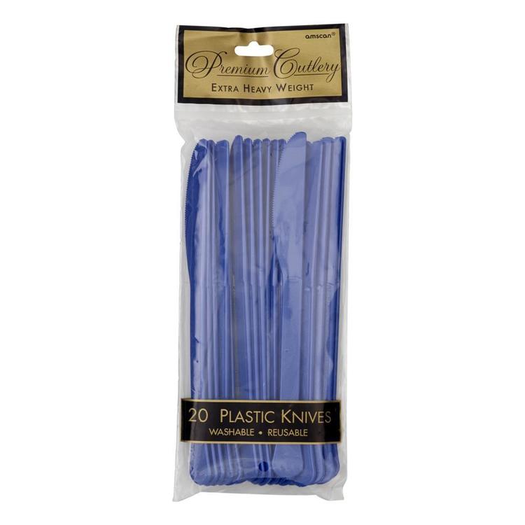 Amscan Bright Royal Blue Heavy Weight Plastic Knives 20 Pack