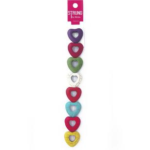 Ribtex Strung Heart Stone Beads Multicoloured 25 mm