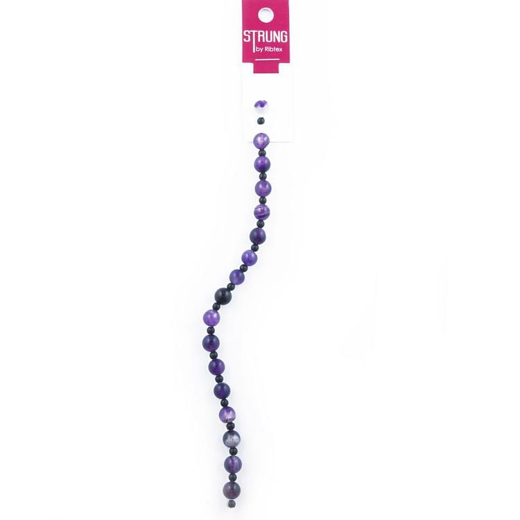 Ribtex Strung Round Stone Beads 34 Pack Purple 8 mm
