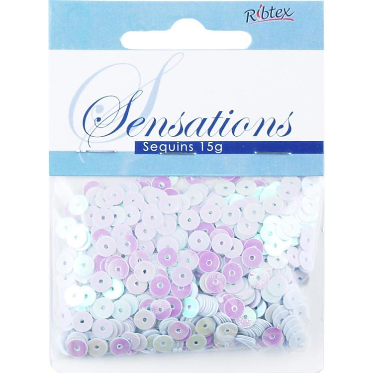 Ribtex Sensations Flat Sequins Ab White 5 mm