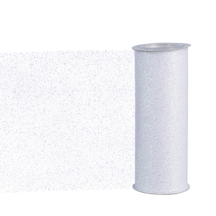 Ribtex Glitter Tulle Ribbon Roll 15.2 cm x 9.1 m White