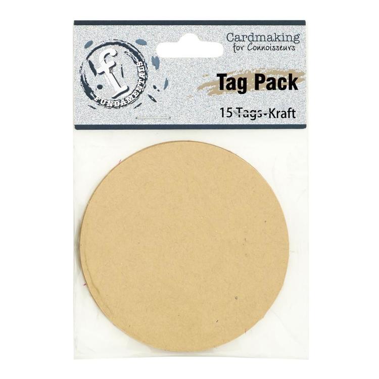 Fundamentals Circle Tag Pack 15 Pack Kraft