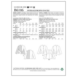 Butterick Sewing Pattern B6106 Misses' Jacket White