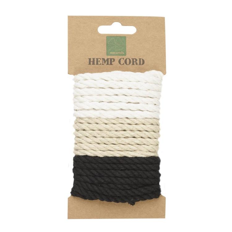Shamrock Craft Naturals Twisted Hemp Cord White, Natural & Black 1.7 m