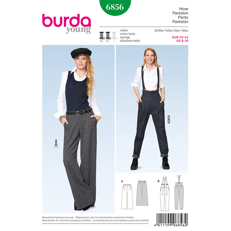 Burda Pattern 6856 Women's Pants  6 - 16