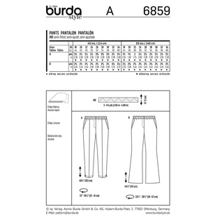 Burda Pattern 6859 Women's Plus Size Pants  18 - 34