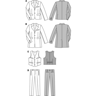 Burda Pattern 6871 Men's Formal Suit  34 - 50