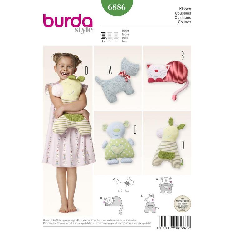 Burda Pattern 6886 Kids Pillows All Sizes