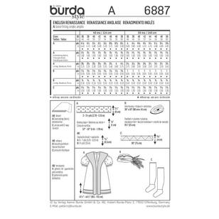 Burda Pattern 6887 Renaissance Costume  36 - 50