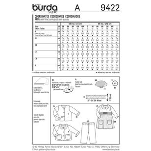 Burda Pattern 9422 Baby Coordinates  6 Months - 3 Years