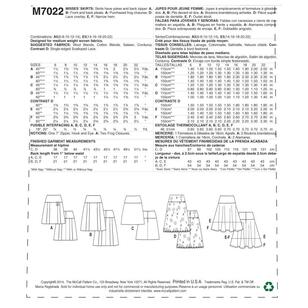 McCall's Sewing Pattern M7022 Misses' Skirts White