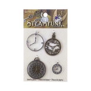 Steampunk Clock Charms Style I Multicoloured