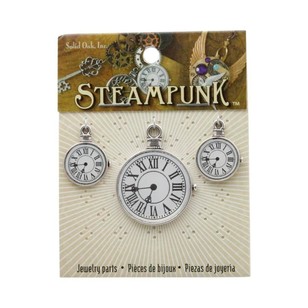 Steampunk Clock Charms Style II White & Black