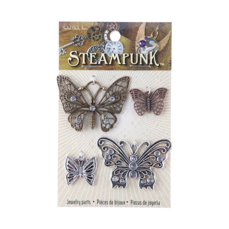 Steampunk Butterfly Charms Multicoloured