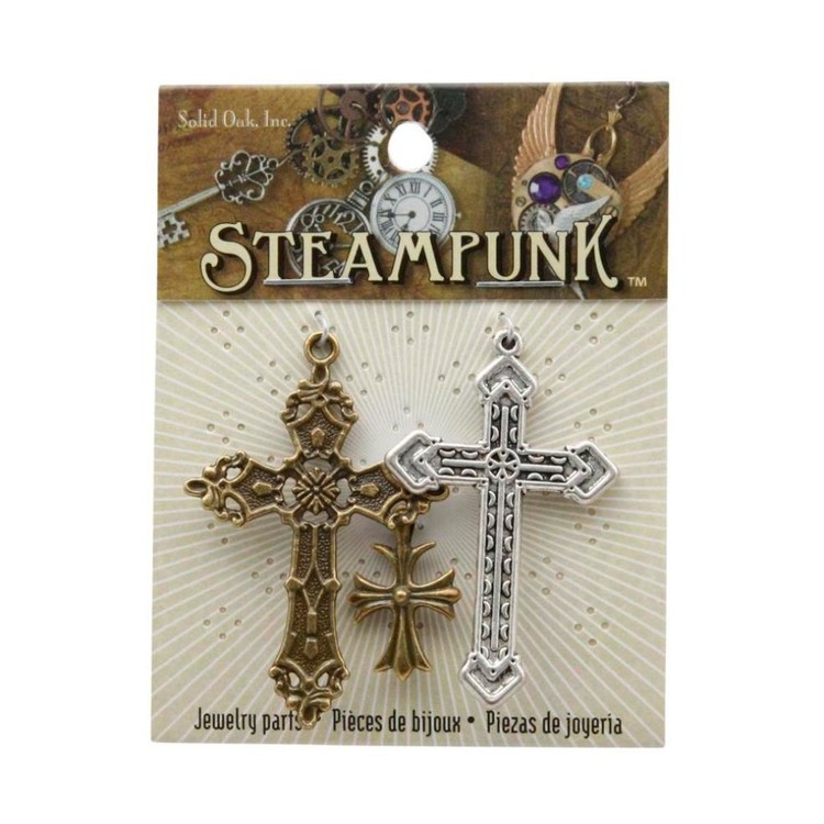 Steampunk Cross Charms Multicoloured