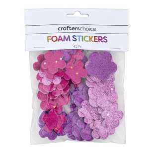 Club House Flowers Glitter Foam Stickers Pink & Purple
