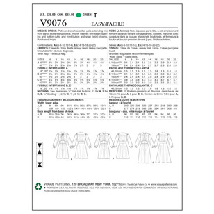 Vogue Sewing Pattern V9076 Misses' Dress White