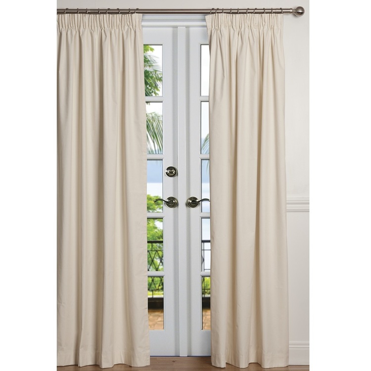 Que Calico Block-out Lined Pencil Pleat Curtain
