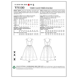 Vogue Pattern V9100 Misses' Dress