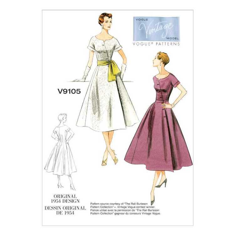 Vogue Pattern V9105 Misses' Dress & Sash