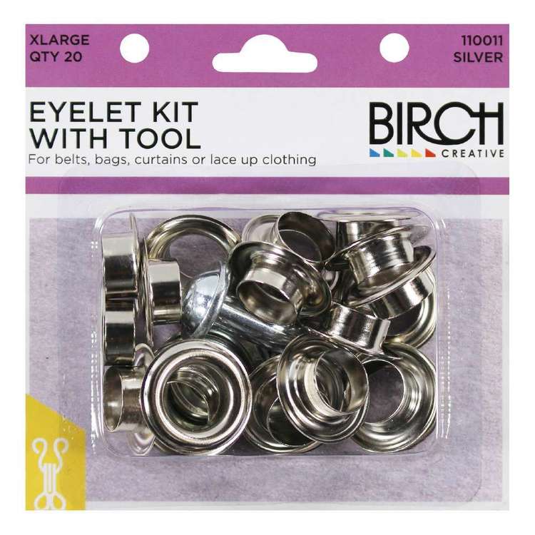 Birch Eyelet Kit With Tool - 20 Pack Silver