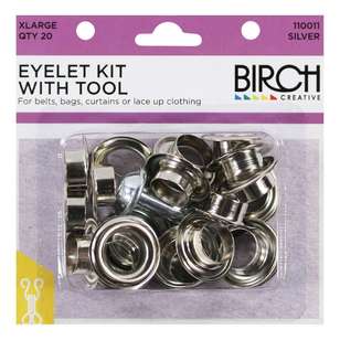 Birch Eyelet Kit With Tool - 20 Pack Silver X Large